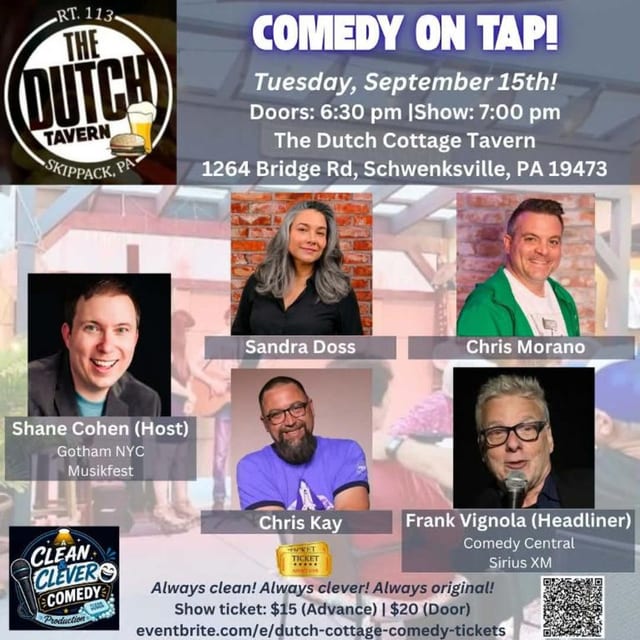 Comedy Show Tuesday, Sept. 15th, 2026
