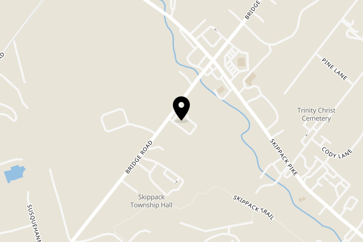 Map showing the location of The Dutch Cottage Tavern on 1264 Bridge Rd in Schwenksville